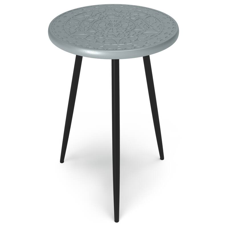 WYNDENHALL Bloomfield Boho 17 inch Wide Metal Side Table in Grey - 17" d x 17" w x 20" h