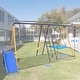 preview thumbnail 5 of 12, Roomfitters 7-in-1 Metal Swing Set, 500 lbs Capacity, Slide, 2 Swings, Climbing Net, Gym Ring & Basket, Multicolor