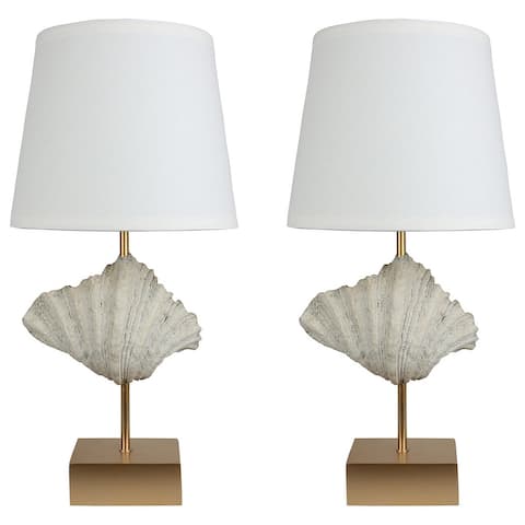 Set of 2 Shell Table Lamps, Copper, 22 1/2" Tall