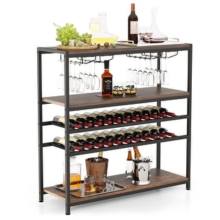 Costway Rustic 5-tier Wine Rack Table 22 Bottle Wine Cabinet - See Details  - Bed Bath & Beyond - 39221235