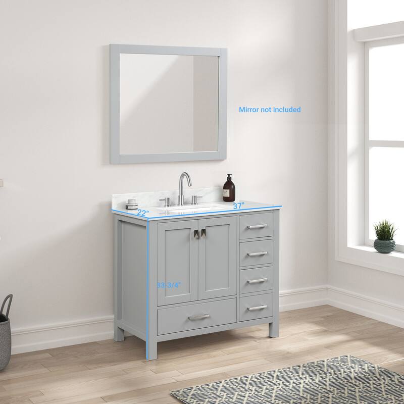 Blossom Geneva 36" Bathroom Vanity with Marble Top & Undermount Sink