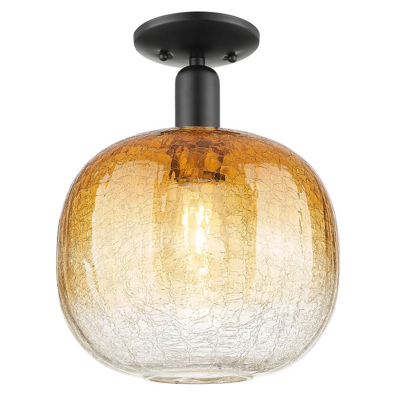 Innovations Lighting Downtown Urban - Brookhaven Sphere - 1 Light 10" Semi-Flush Mount Light - Amber Shade/Matte Black