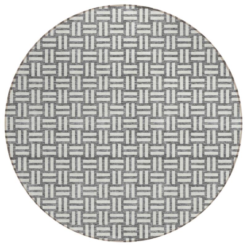 Machine Washable Indoor/ Outdoor Chantille Contempory Crosshatch Rug
