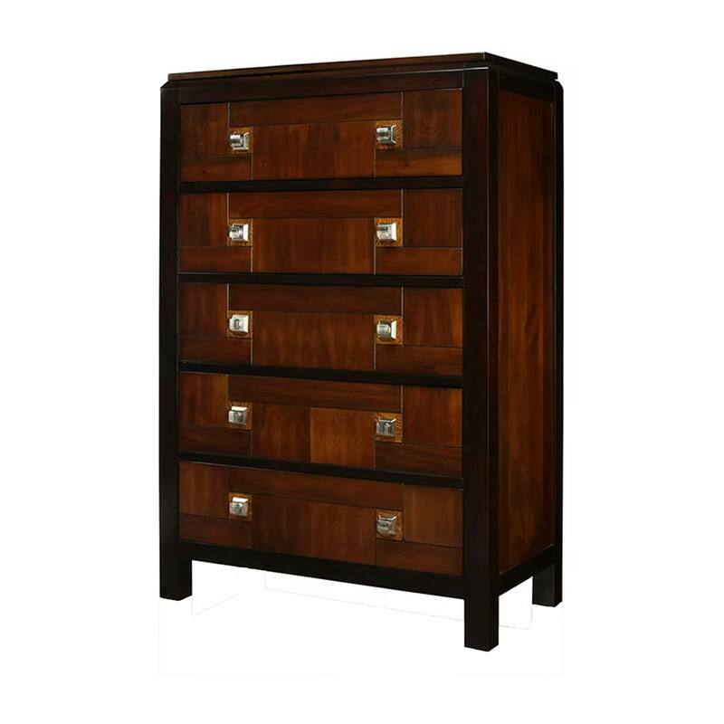 Wooden Chest With Square Chrome Knobs, Brown