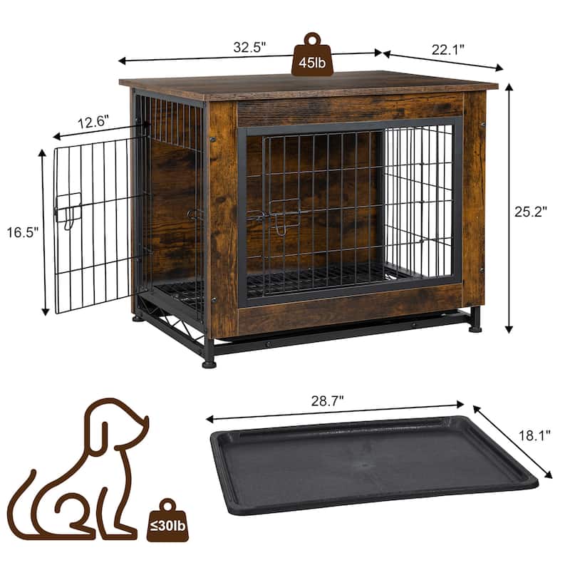 Futzca Dog Crate, Double-Doors Dog Furniture