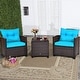 preview thumbnail 30 of 81, Costway 3PCS Patio Rattan Furniture Set Cushioned Conversation Set - See Details Turquoise