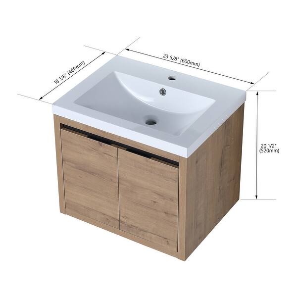dimension image slide 1 of 2, 24 inch Plywood Freestanding Bathroom Vanity Set with Integrated Resin Sink