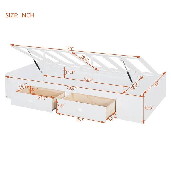 dimension image slide 2 of 4, Elegant Twin Bunk Bed with Drawers, Wardrobe, Spacious Storage Shelves and Hydraulic Bed, Mart Hydraulic Lift