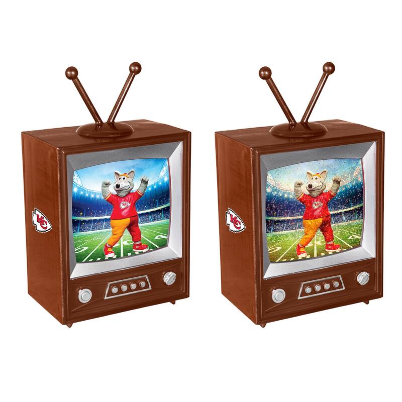 Kansas City Chiefs 8 in. Vintage TV Light Up Water Lantern Snow Globe with Mascot