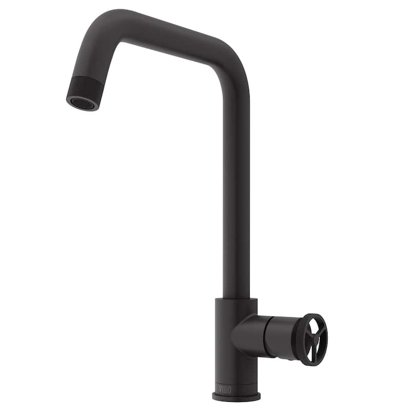 VIGO Cass Industrial 14" H Single Handle Kitchen Bar Faucet - Matte Black