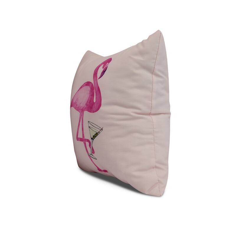 20 x 20 Inch Single Flamingo Animal Print Outdoor Pillow