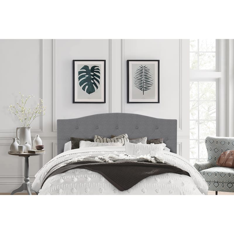 Living Essentials by Hillsdale Provence Upholstered Arch Adjustable Tufted Headboard - Glacier Gray - Queen