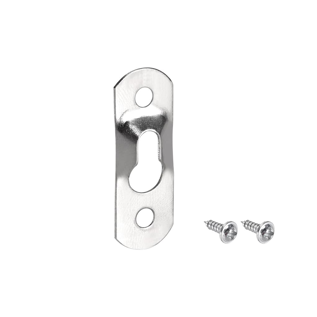 Keyhole Hanging Plate, 37mm x 13mm Single Hole Hook with Screws, 20Pcs - Silver - 37mm x 13mm,20 Pcs