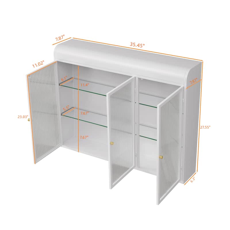 3 Door Arched Wall Mounted Glass Cabinet