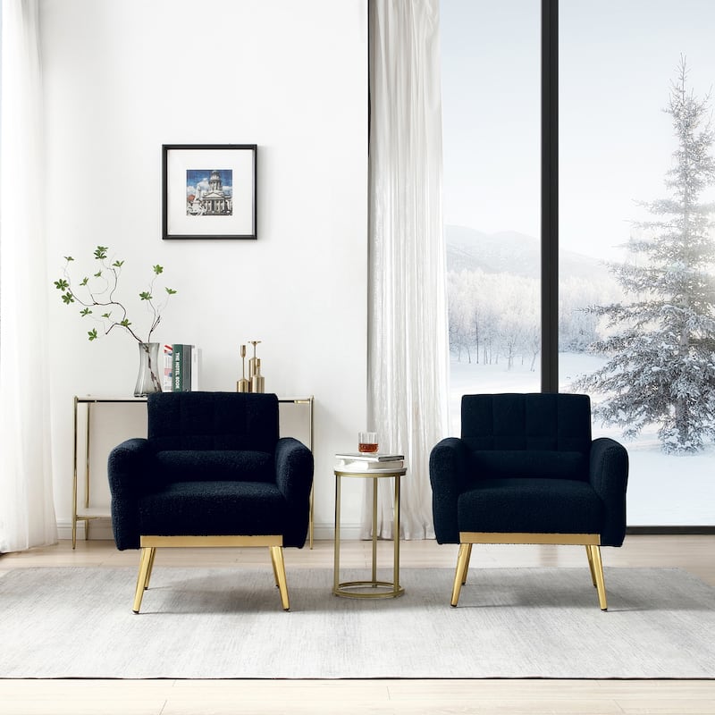 Modern Accent Chair Living Room Armchair Tufted Reading Chair, Black