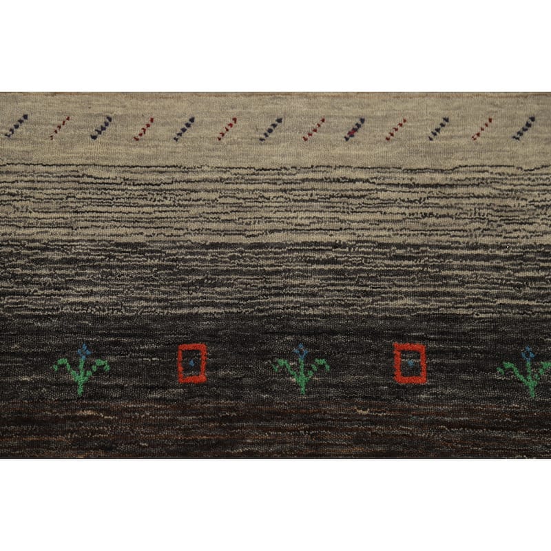 Hand Knotted Oriental 100% Wool Carpet Tribal Stripe Multi-Colored Gabbeh Area Rug - 7' 10'' X 5' 8''