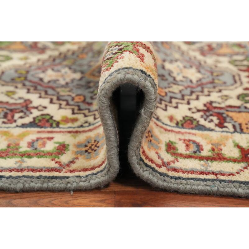 Hand Knotted Oriental 100% Wool Carpet Traditional Medallion Greys & Charcoal Heriz (serapi) Area Rug - 3' 0'' X 2' 0''