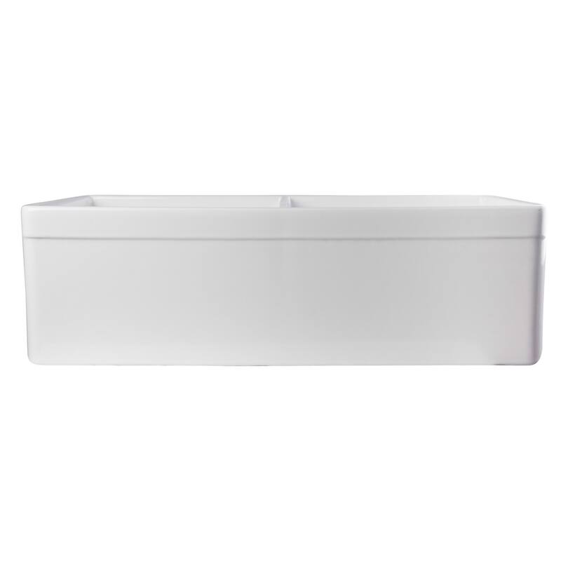 Alif White Fireclay 32-inch Decorative Lip Double Bowl Farmhouse Kitchen Sink