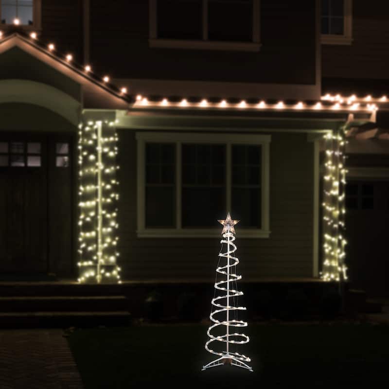 4ft Lighted Spiral Cone Tree Outdoor Christmas Decoration Clear Lights - 4'