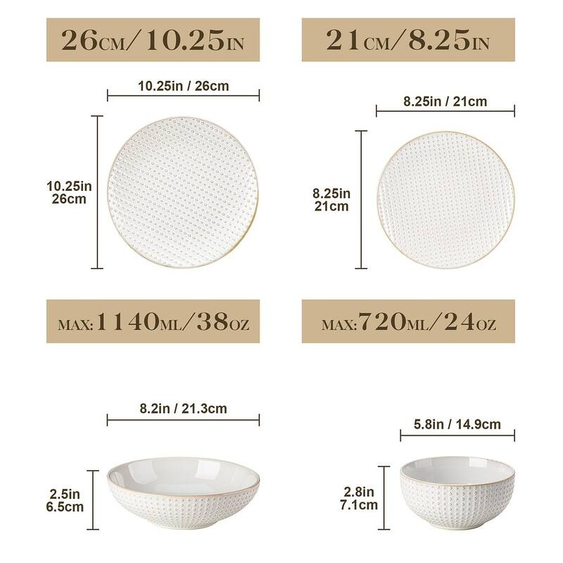 MALACASA LYDIA Embossed Stoneware 16-Piece Dinnerware Set