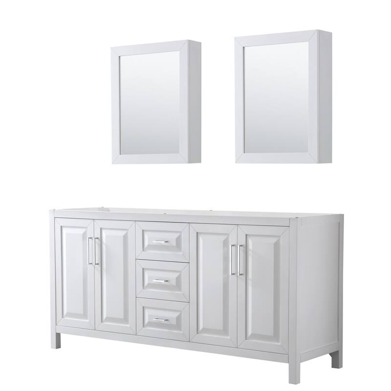 Wyndham Collection Daria 71" Double Free Standing Vanity Cabinet - - White / Polished Chrome Hardware