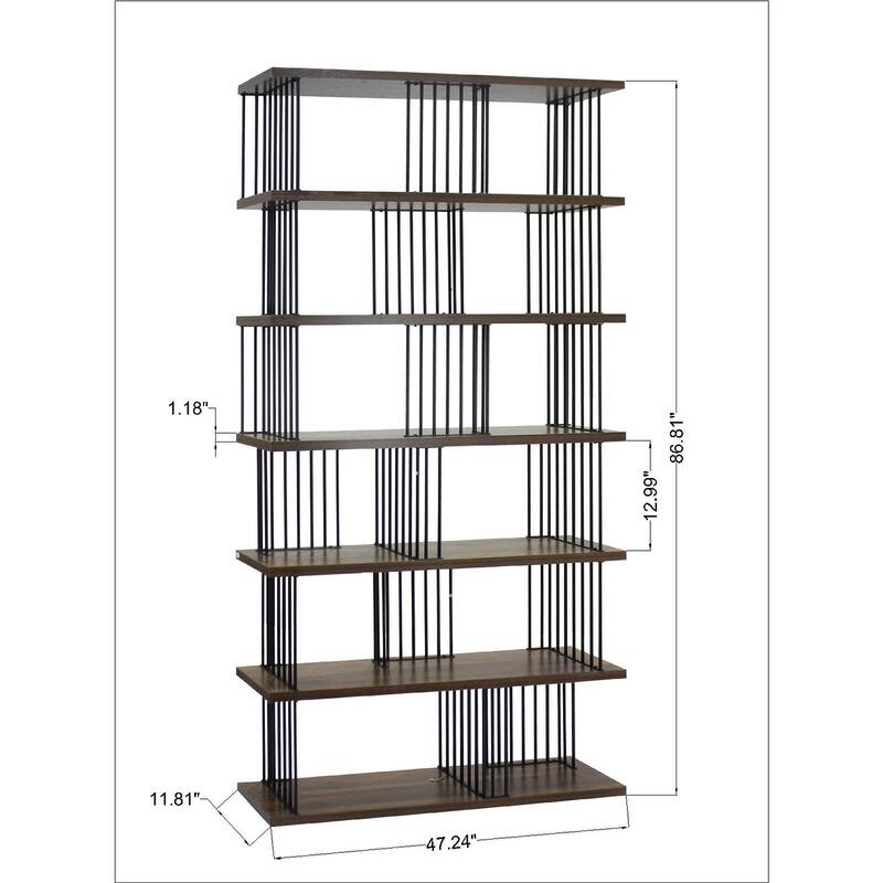 DAVEE Modern & Contemporary Antique Wood 6-tier Bookcase - 86.81*47.24*11.81 inches