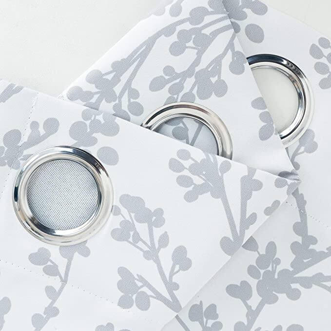 DriftAway Sarah Floral Tree Branch Pattern Blackout Window Curtain Grommet 2 Layer