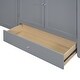 preview thumbnail 20 of 18, Gray Twin Size Solid Wood Loft Bed with Drawer and Wardrobes