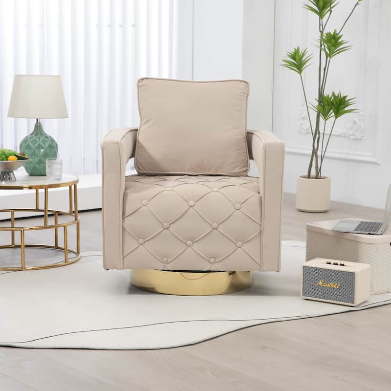 Mid Century 360° Swivel Tufted Accent Armchairs with Velvet Upholstered