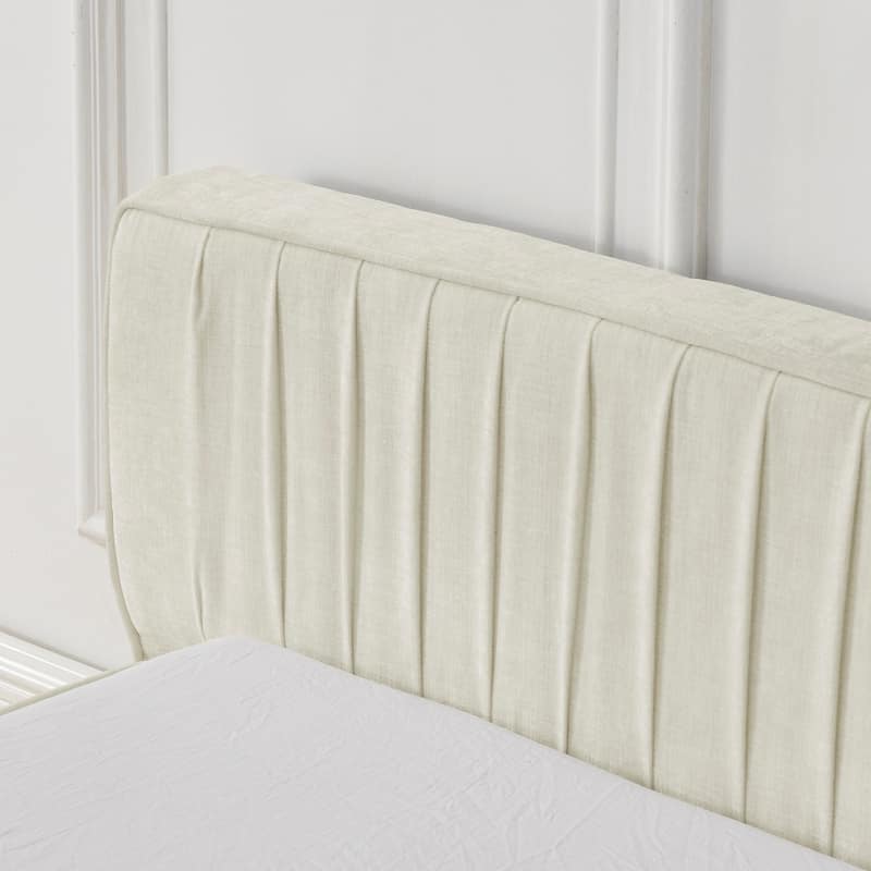 Queen Size Chenille Upholstered Platform Bed with Headboard and Solid Frame