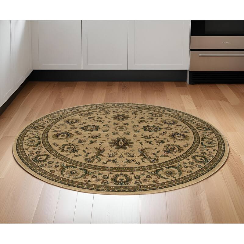HomeRoots Oriental Traditional Square Area Rug - 70.87 in. x 70.87 in. x 0.43 in. - Round