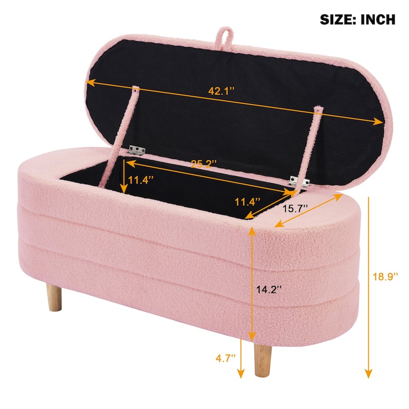 Elegant Upholstered Storage Bench with Wood Legs