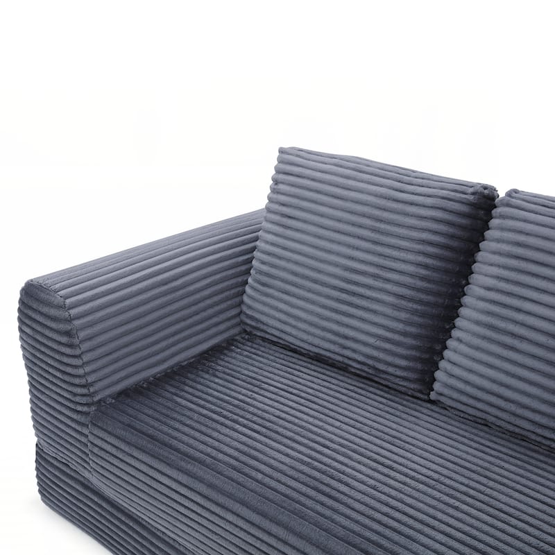Modern Corduroy Sleeper Couch , Futon Modular Upholstered Boneless Sofa