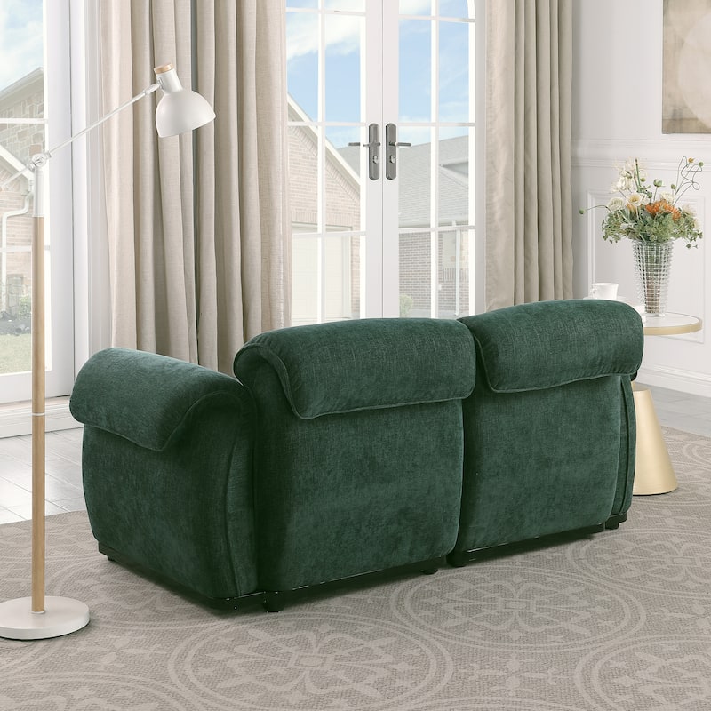 68.5" Chenille Modular Sofa - Fashionable Small Sectional with Iron Frame for Living Room, Bedroom