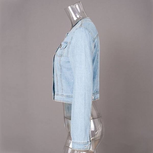 Shop Women Spring Autumn Slim Long Sleeve Casual Denim Jeans Short