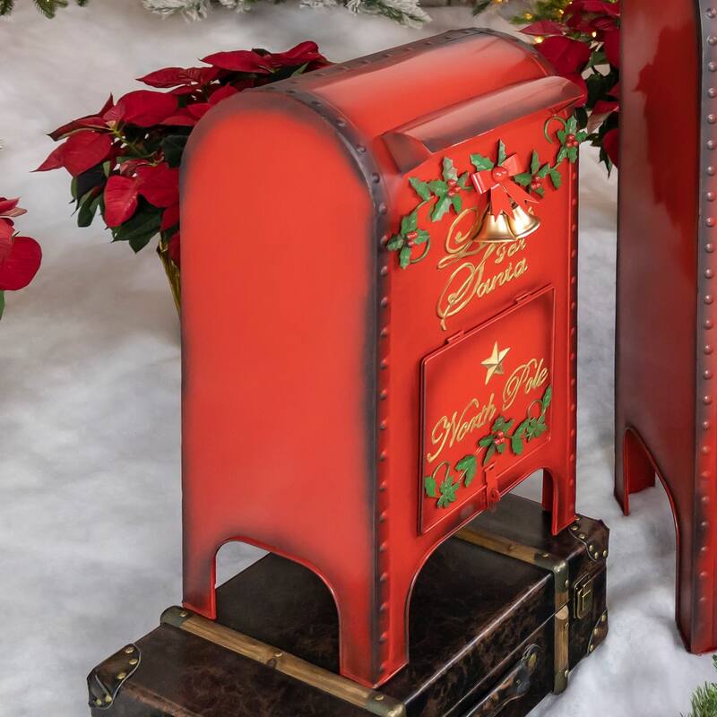 Set of 3 "Letters to Santa" Mailboxes - Red - Large
