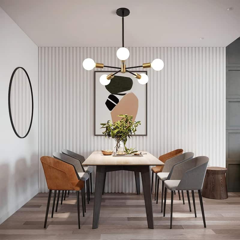 5-light sputnik ceiling light black & gold pendant light metal hanging light