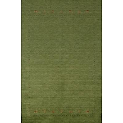Hand Knotted Oriental 100% Wool Carpet Tribal Tribal Green Gabbeh Area Rug - 7' 7'' X 5' 3''