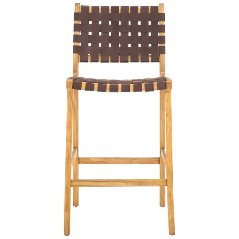SAFAVIEH Home Adah 27-inch Leather Counter Stool - 20"Wx20"Dx41"H - Cognac/Natural
