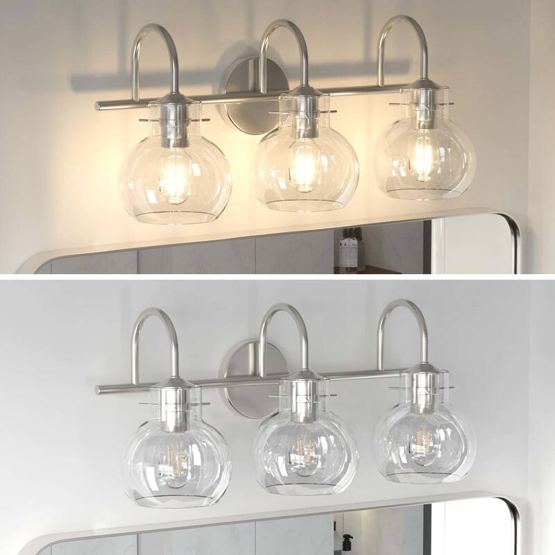 Modern 2/3/4 Bathroom Vanity Lights Clear Globe Glass Shade