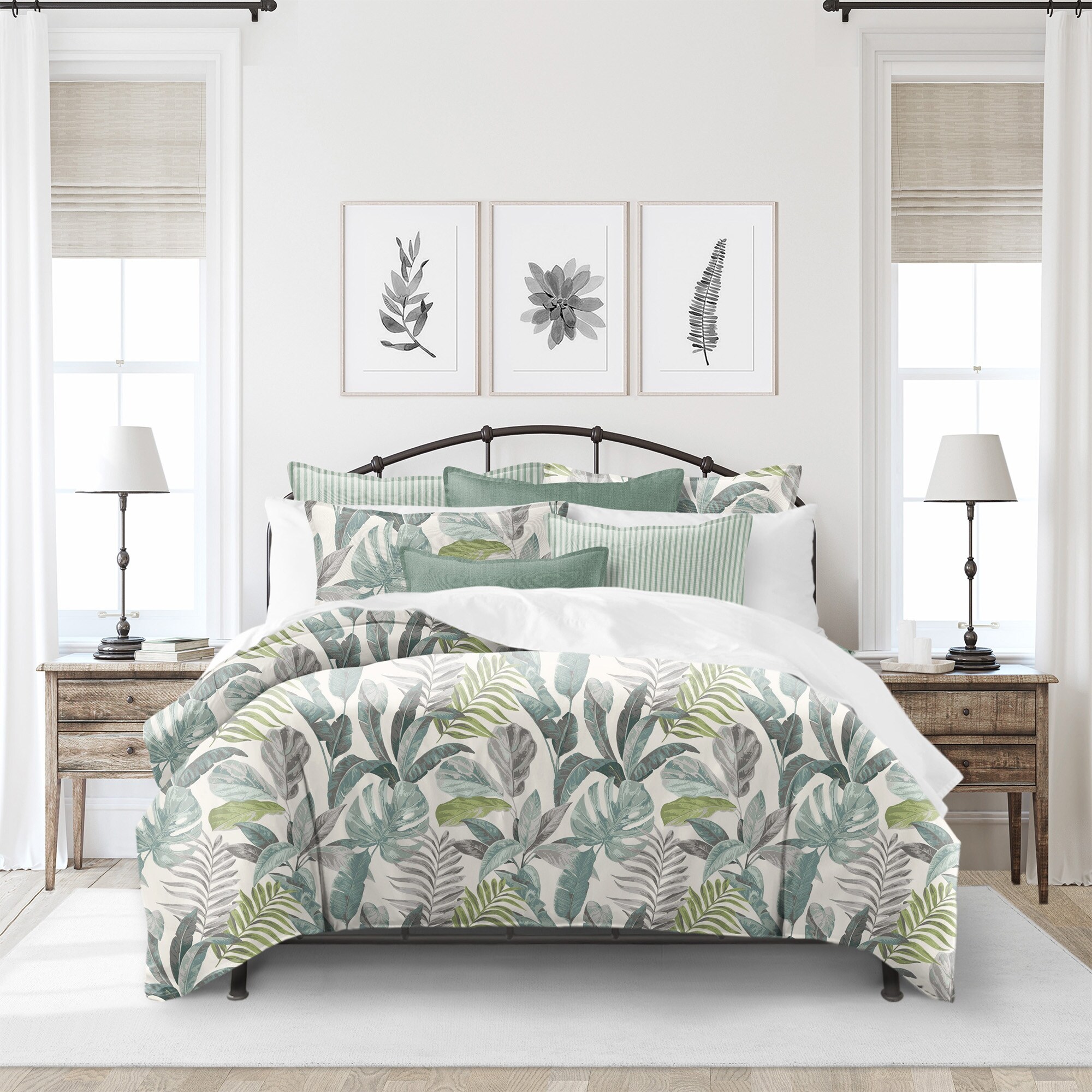 6ix Tailors Fine Linens Palm Bay Seafoam Coverlet Set