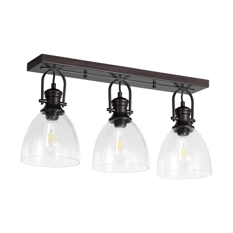 Industrial 3-Light Versatile Glass Island Semi Flush Mount Wall Light
