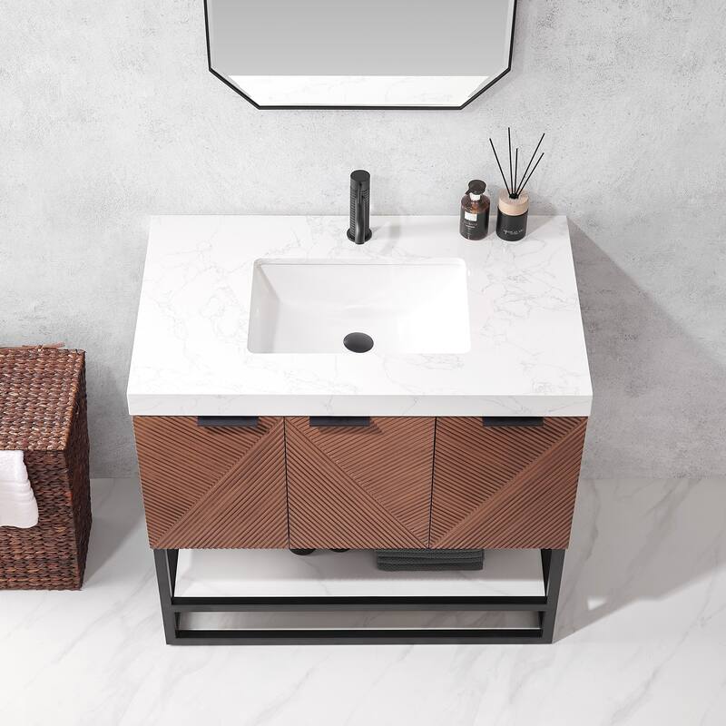 Mahon Single Bath Vanity with Composite Stone Top without Mirror