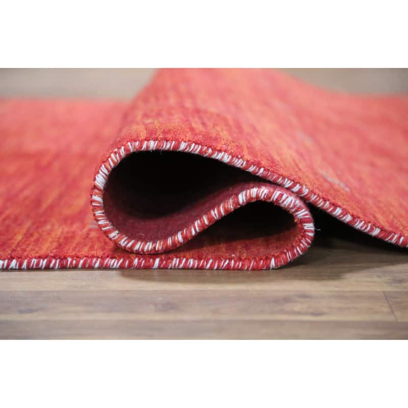 Modern Tribal Gabbeh Indian Rug Handmade Orange Wool Carpet - 4'6" x 6'4"