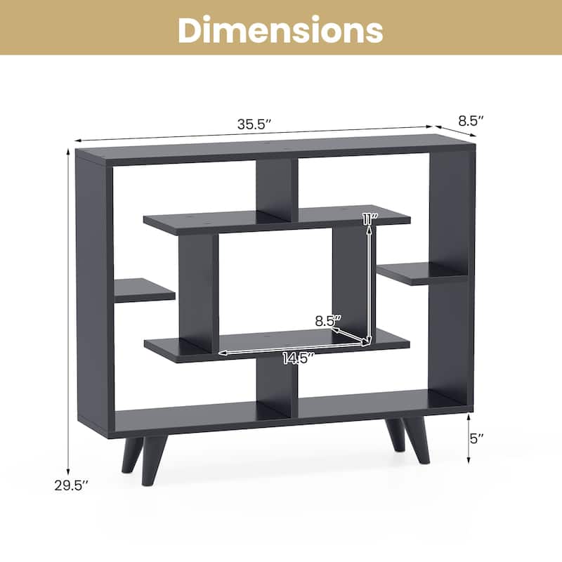 Gymax Bookshelf Geometric Bookcase w/ Anti-Tipping Kit Storage