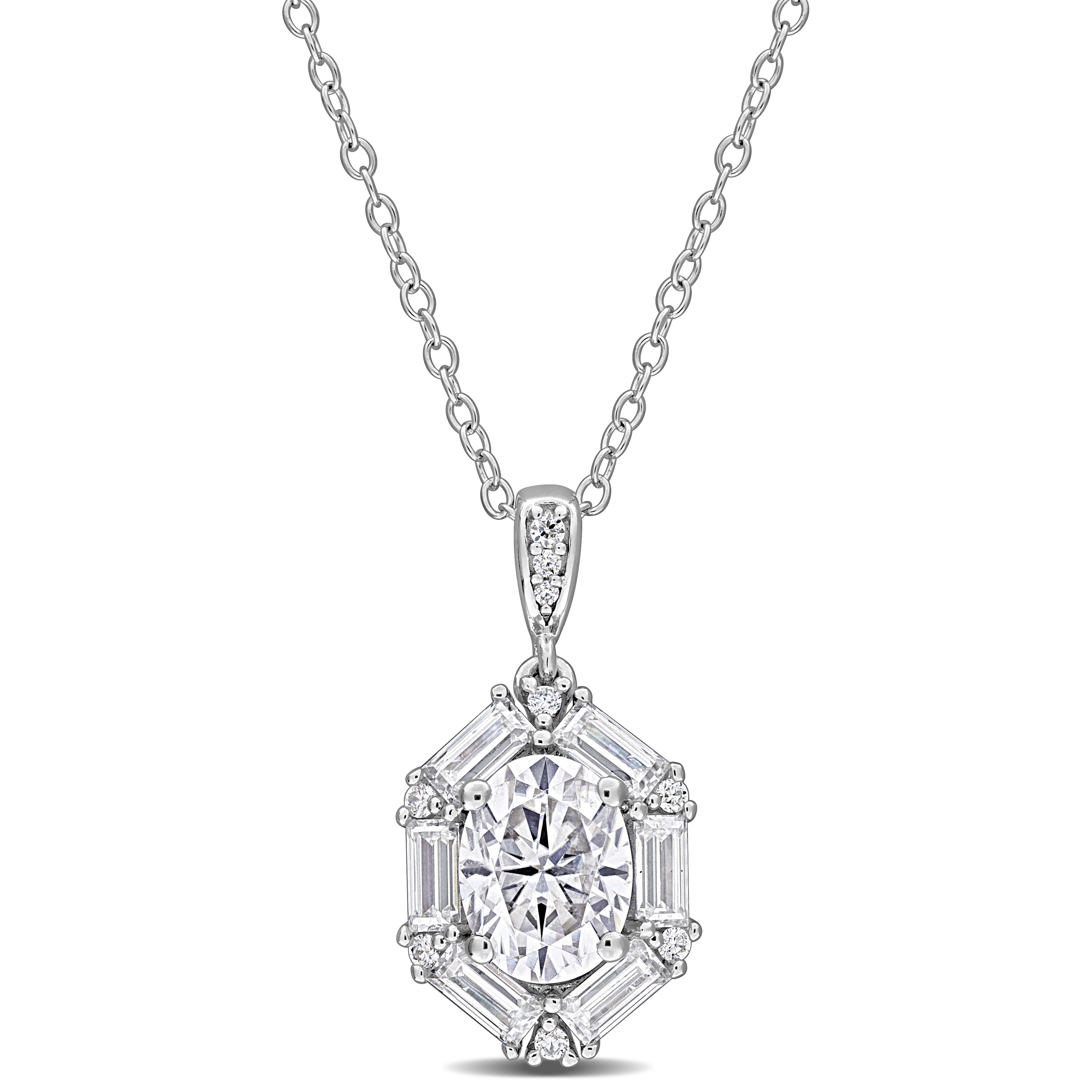Miadora Multi-Shape Created Moissanite Necklace Sterling Silver