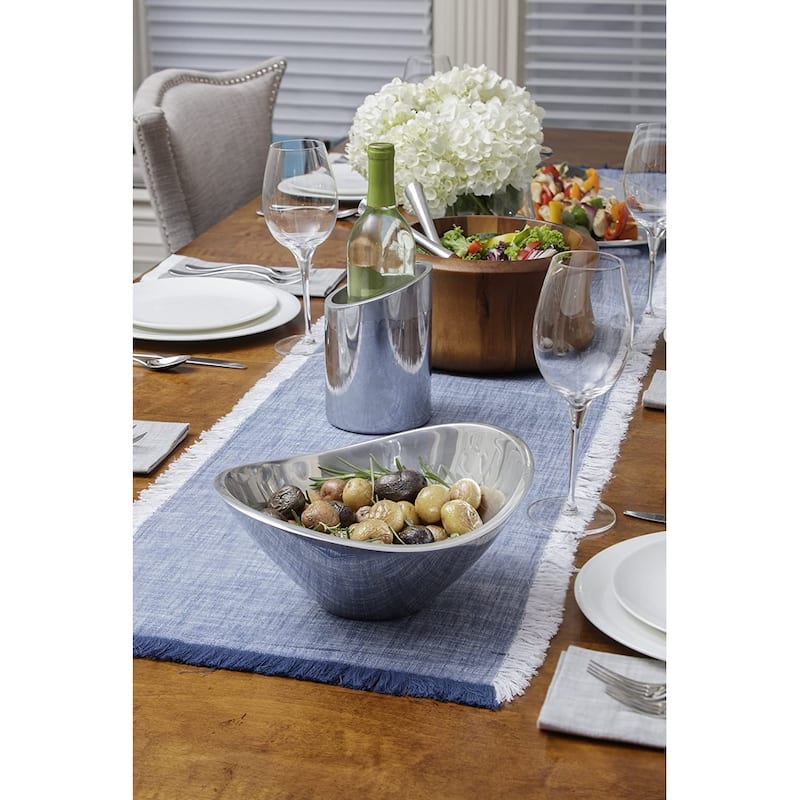 Nambe Pulse Salad Bowl with Servers - 12” x 13” Bowl with 11.5” Servers