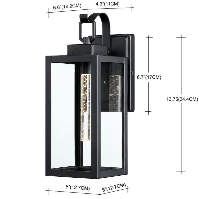 2Pack-7W LED Outdoor Wall Light - 5"x6.73"x13.74"