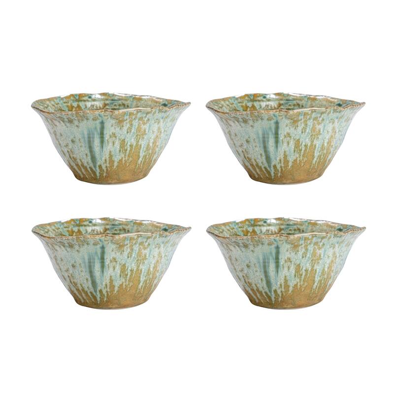 Stoneware Bowls with Reactive Crackle Glaze - 4.8"L x 4.3"W x 2.4"H