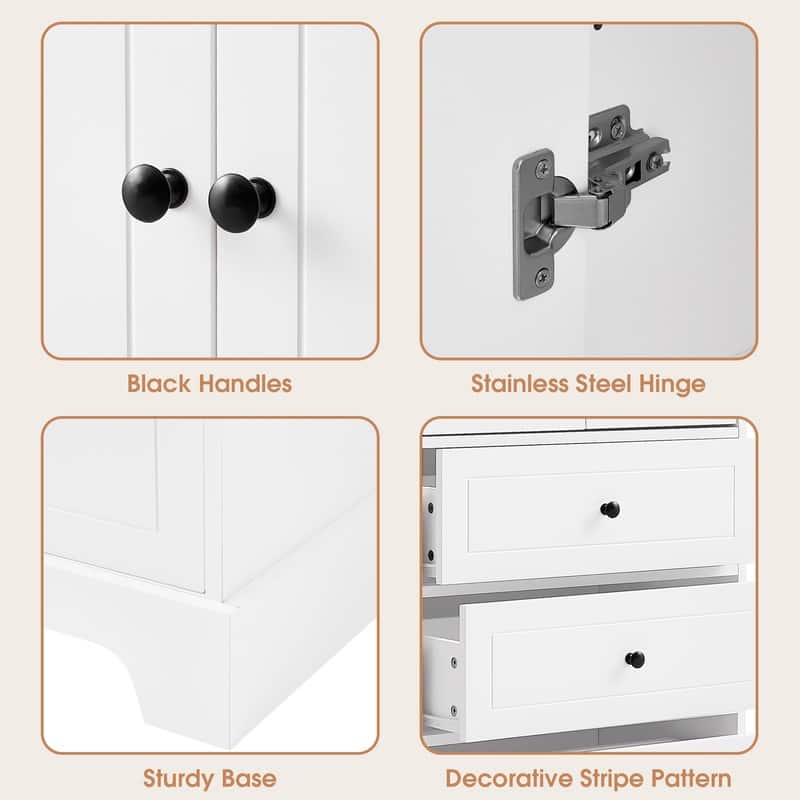 Freestanding Storage Cabinet with 2 Doors and 4 Drawers
